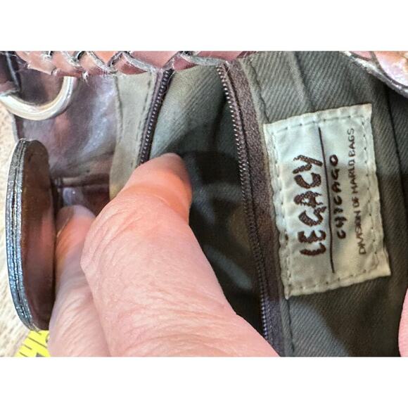 Legacy Women's Chocolate Brown Woven Leather Shoulder Straps Handbag - Picture 5 of 5